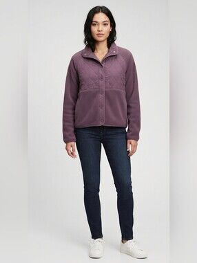 GAP Purple Quilted Fleece Snap Pullover Jacket